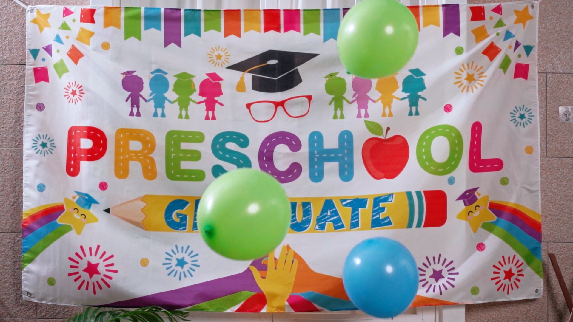 Preschool Graduation Backdrop Banner - 71x43 Inches, Class Of 2025 Congrats Grad Decor For Kindergarten Party - View #6