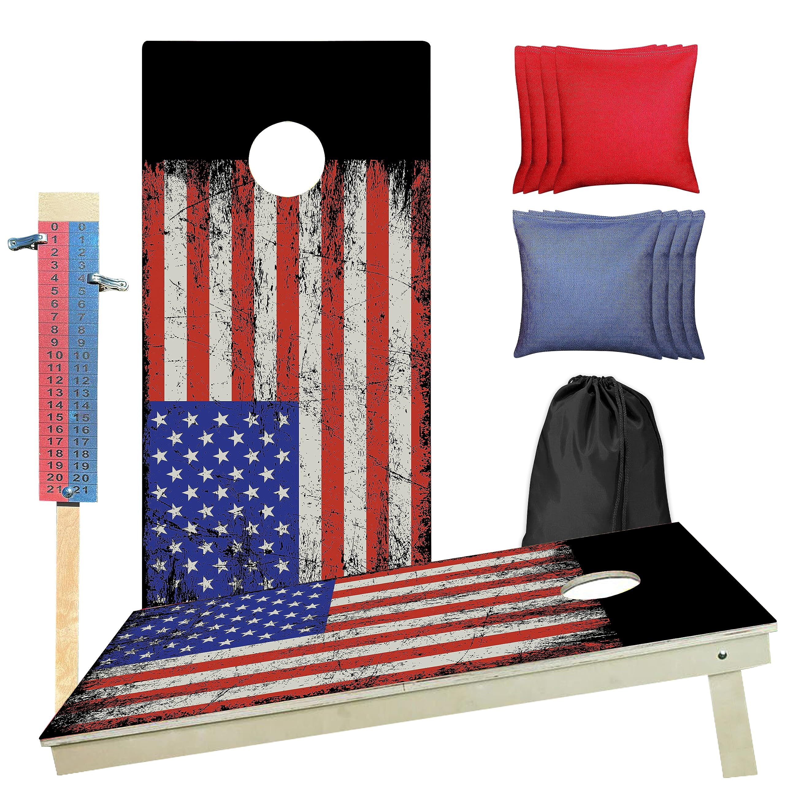 CornholeGamesUSA Professional Cornhole Set with Bags - Regulation Size Corn Hole Boards - Bean Bag Toss Game for Adults - Includes Score Tower and Carry Bag