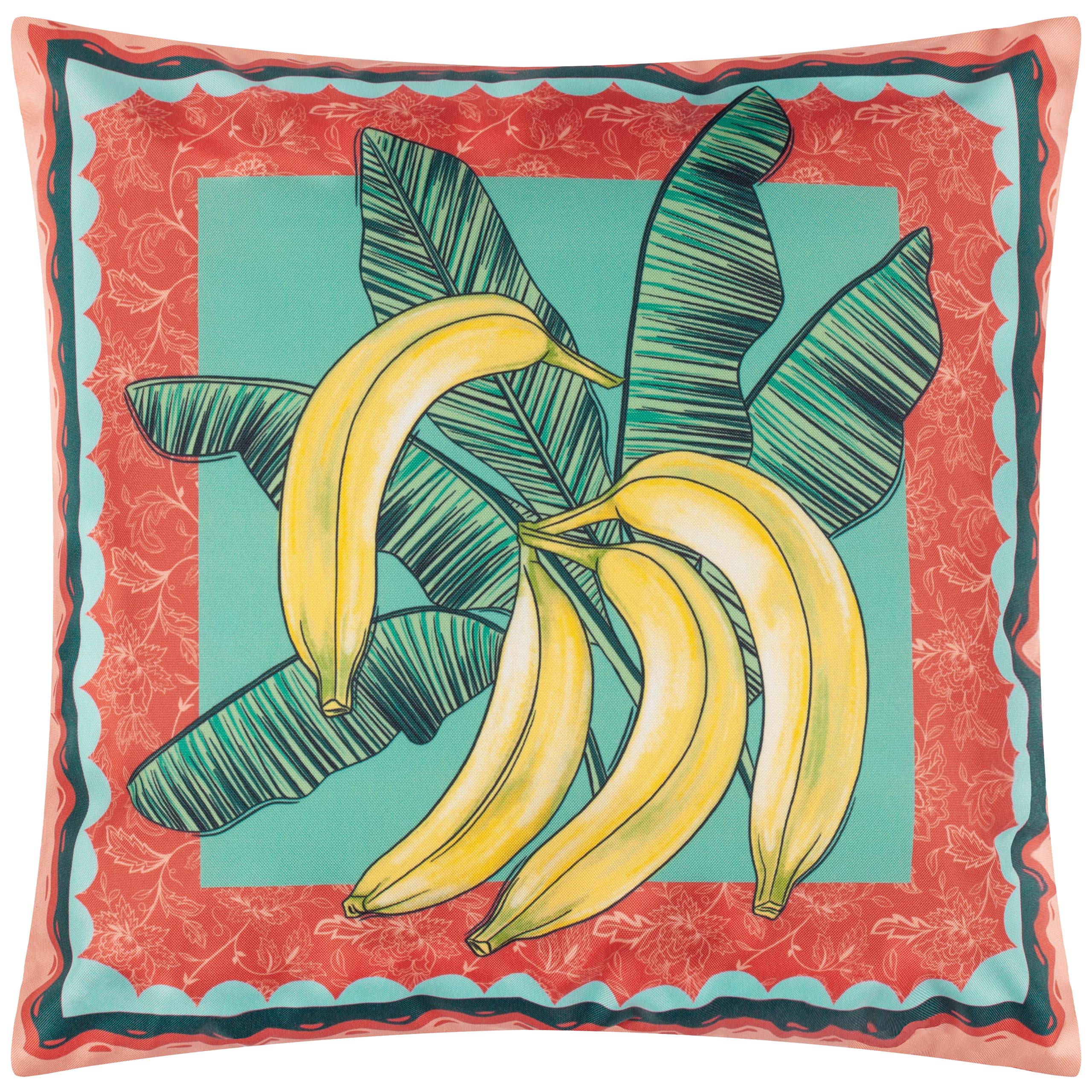 Furn Multicolor Anemone Bananas Printed Outdoor Cushion | Size: 45Cm X 45Cm