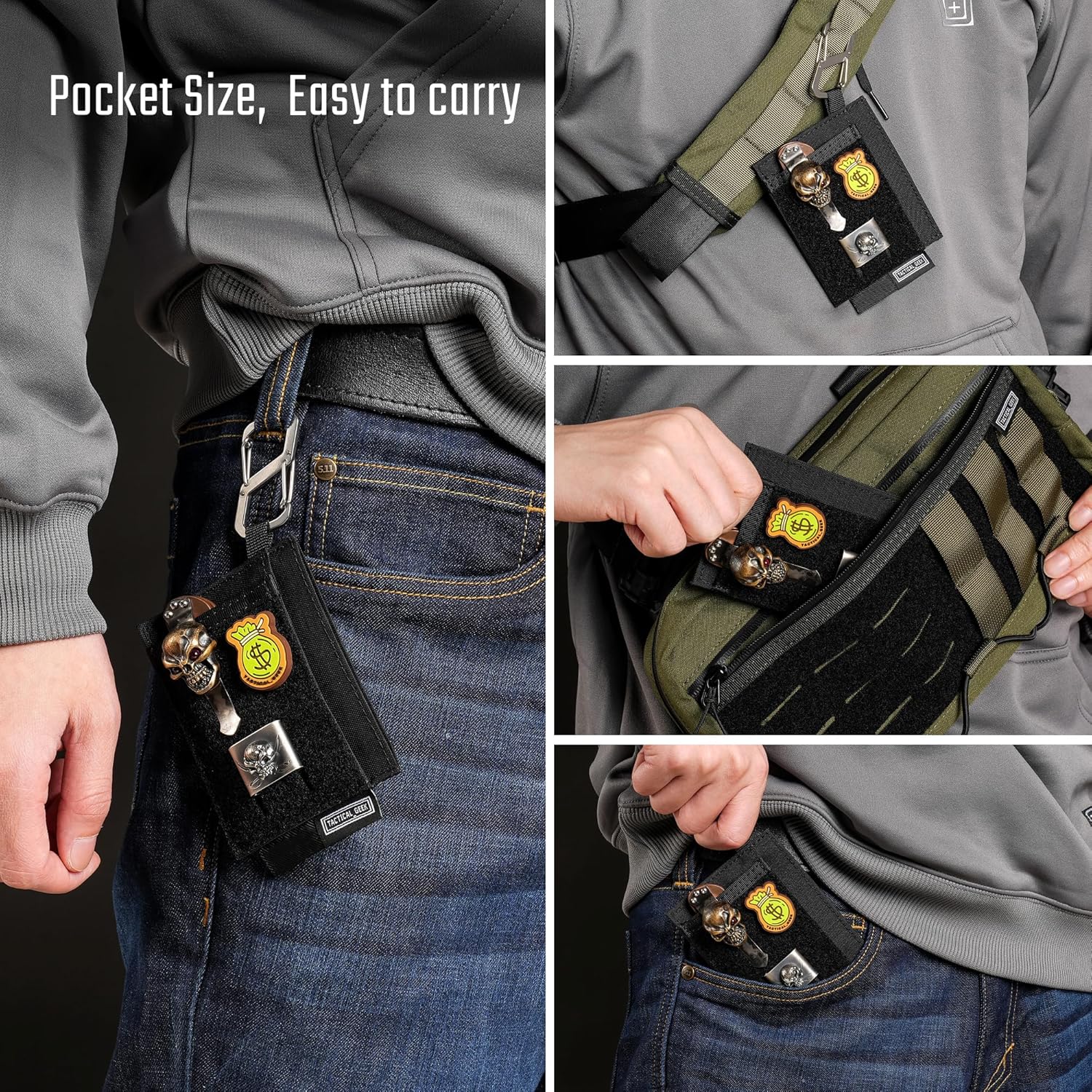 TACTICAL GEEK EXT5 EDC Slim Storage Pouch, Sleek, Lightweight Card Organizer with Nylon Fabric, Credit Card Pocket, Hidden Slot, Versatile Small Gear and Coin Storage (Black)