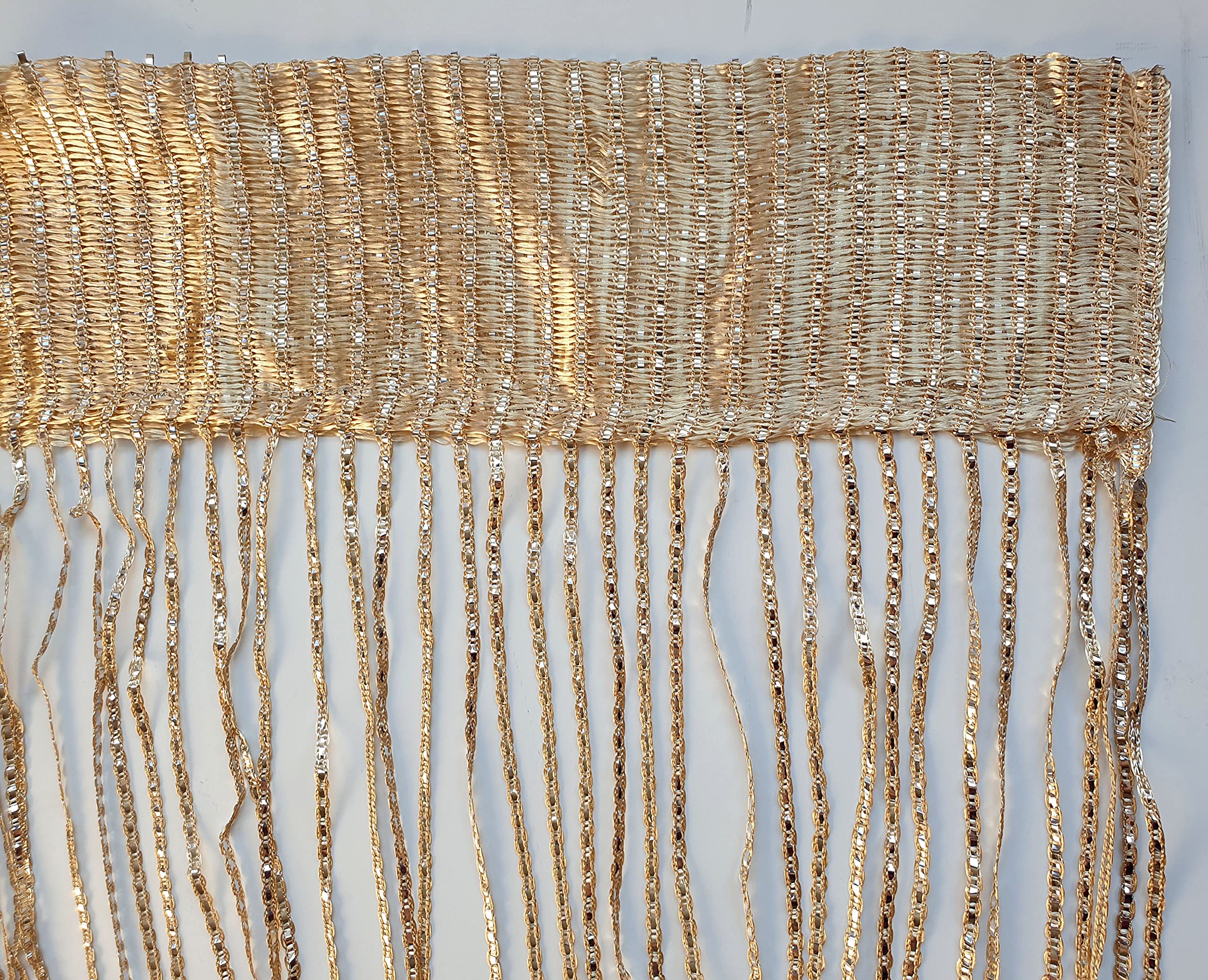 Cushion Mania Gold Hanging Braided Curtain String Door Window Curtains Tassel Fly Screen Panel (Gold)