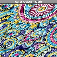 Vista 180 de Ambesonne Tela Geométrica por Yarda, Diseño Monocromo Patrón Abstracto de Líneas Continuas sobre Fondo Liso, Tela de Punto Elástico para Ropa