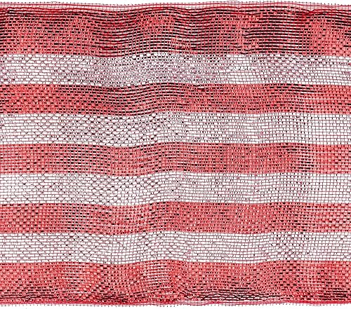 Miniatura 7 de HUIHUANG Cinta de malla decorativa roja plateada de 10 pulgadas de ancho con rayas rojas metálicas y plateadas para árbol, suministros de