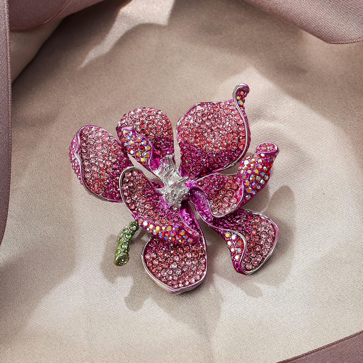 EVER FAITH Women's Austrian Crystal Orchid Flower Petal Brooch - Image 2