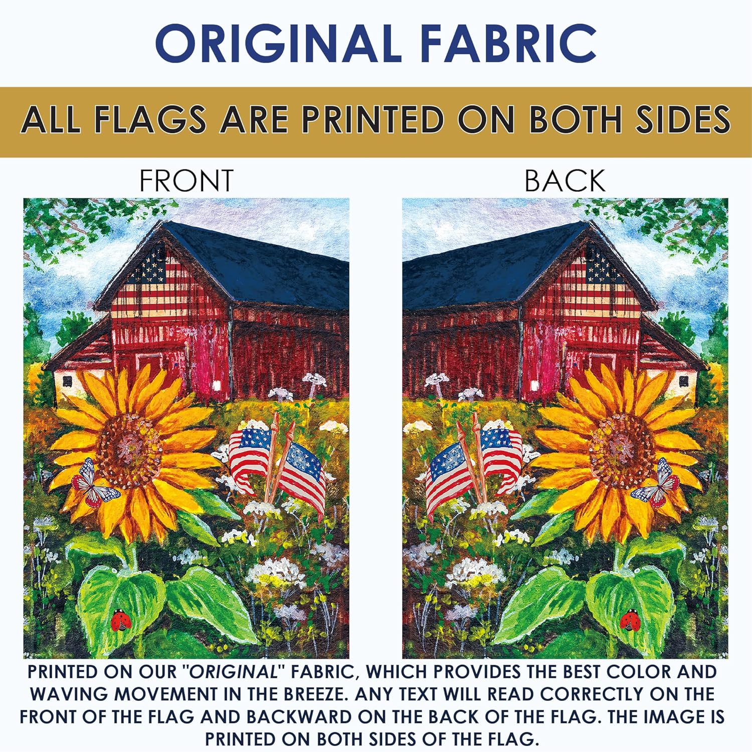 Toland Home Garden 1012643 ひまわり農場 サマーフラッグ 28x40インチ 両面 アウトドア 愛国的 家