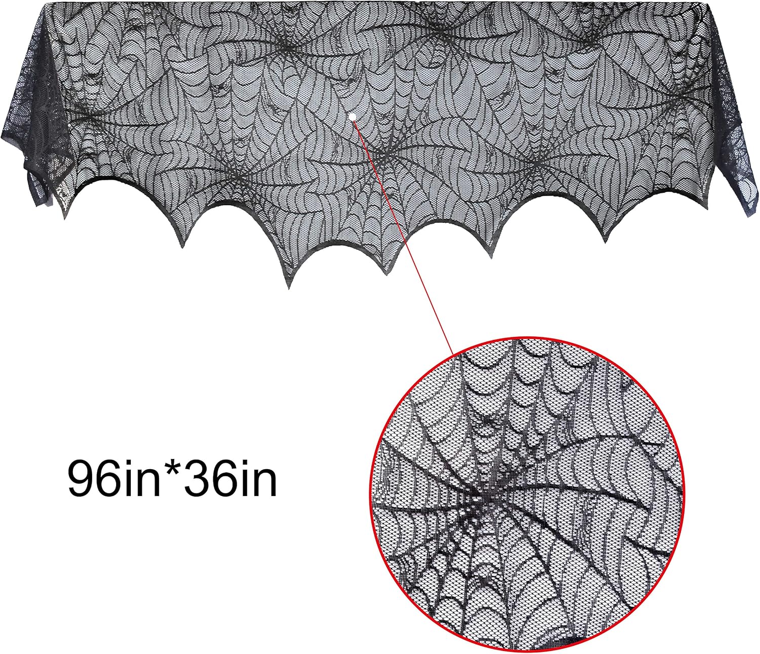 JOYIN 2 Pack Halloween Decoration Black Spiderweb Fireplace Mantle Scarf (36X96 inches) with Black Table Runner Lace Cover (14X80 inches)