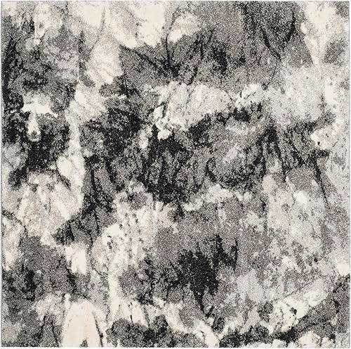 Miniatura 12 de SAFAVIEH Retro Collection - Alfombra decorativa de 4 x 6 pies, color crema y gris, diseño abstracto moderno, no desprende pelusa y de fácil cuidado,