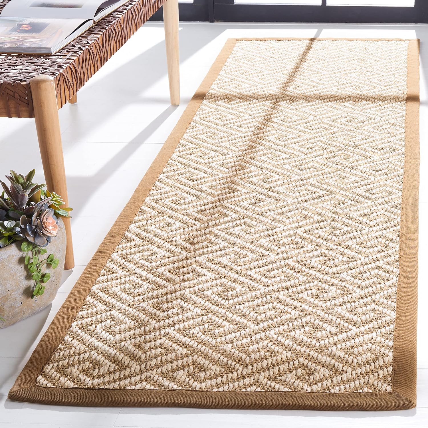 SAFAVIEH Area Rug 8x10 - Natural Fiber Collection - Large - Natural, Sisal, Greek Key Pattern, Ideal for Living Room, Bedroom, Dining Space (NF462A)