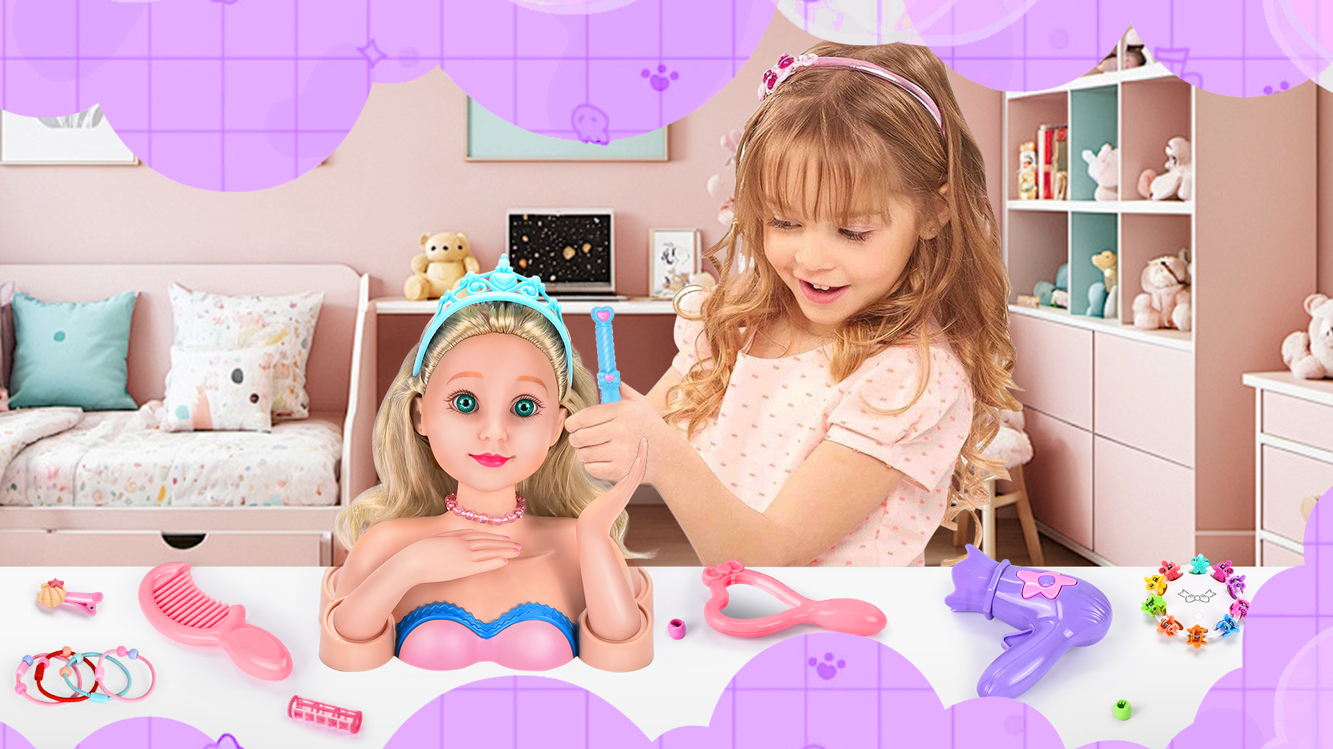 Gabbys Dollhouse Puppenhaus Puppenkopf Zum Frisiere Produktbild-Vorschau 10