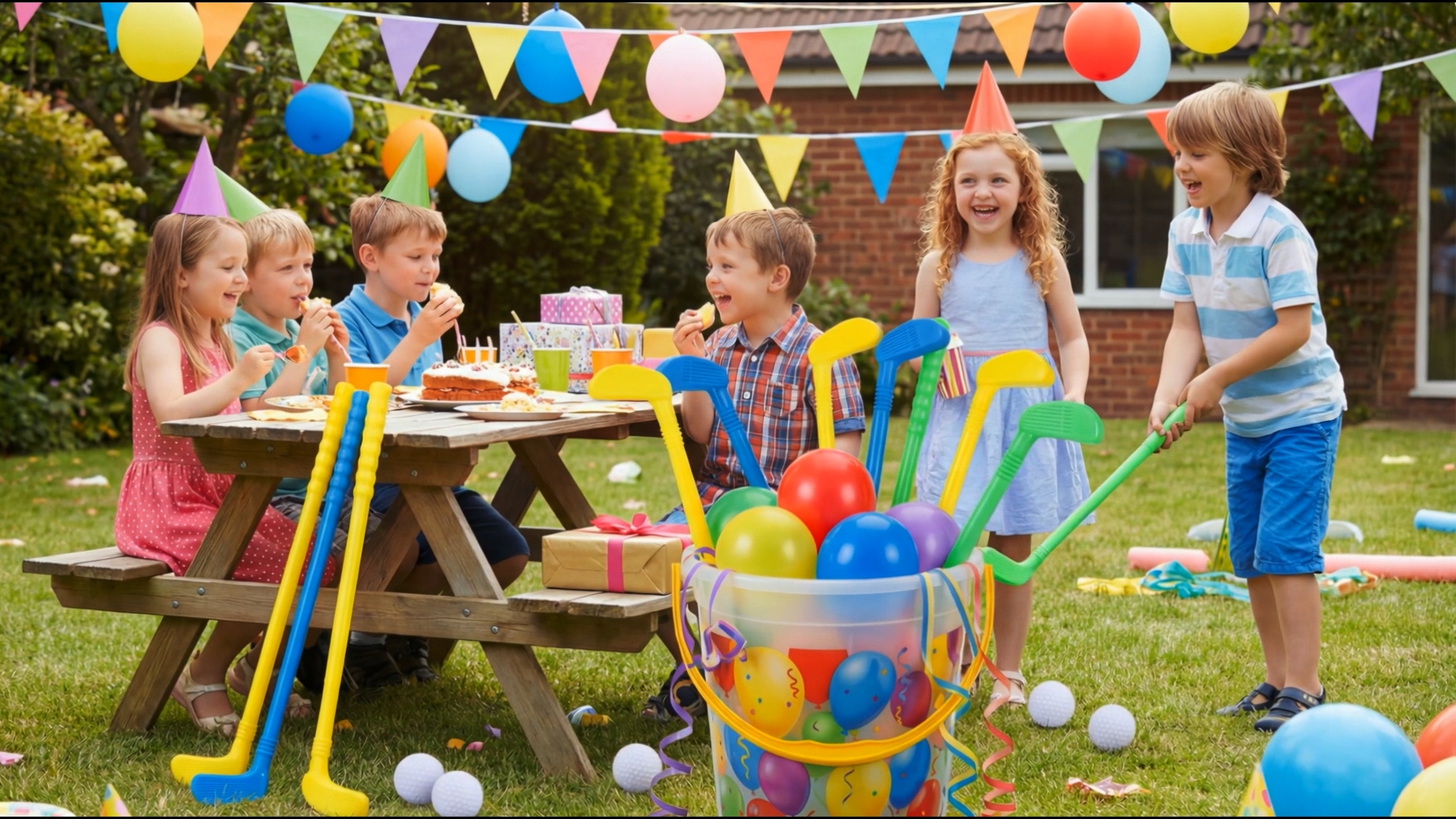Teyva 24 Pcs Plastic Mini Golf Clubs for Toddlers Kids Birthday, Bright