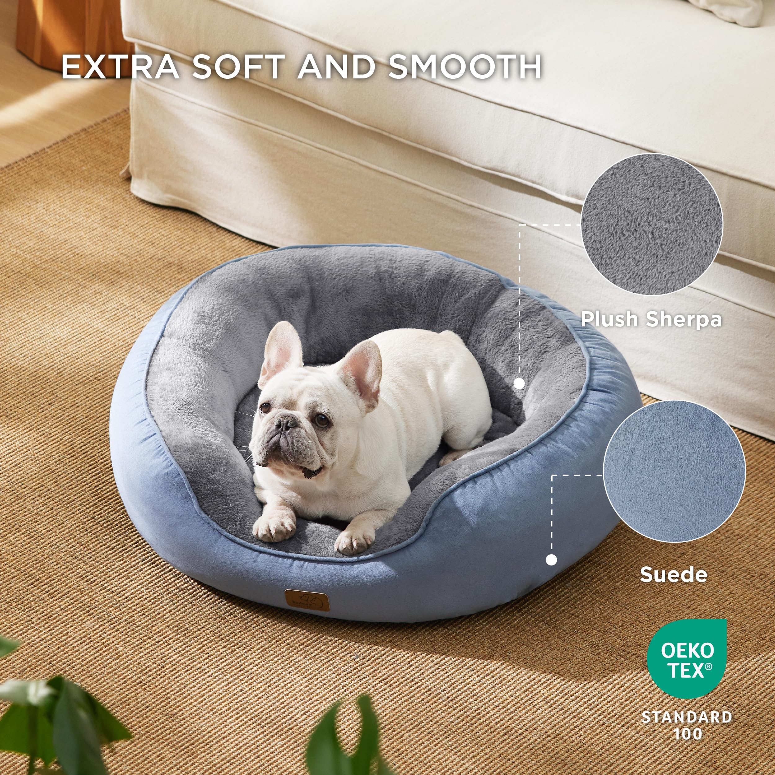 BEDSURE Katzenbett waschbar Katzen Bettchen - 76x61x20cm Katzen Bett mit Zweiseitig Innenkissen Katzenschlafplatz für oder kleine Hunde, blau