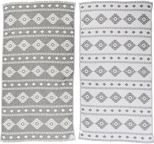 Bersuse Toalla turca de doble capa Belice 100% algodón, 37 x 70 pulgadas, gris plateado