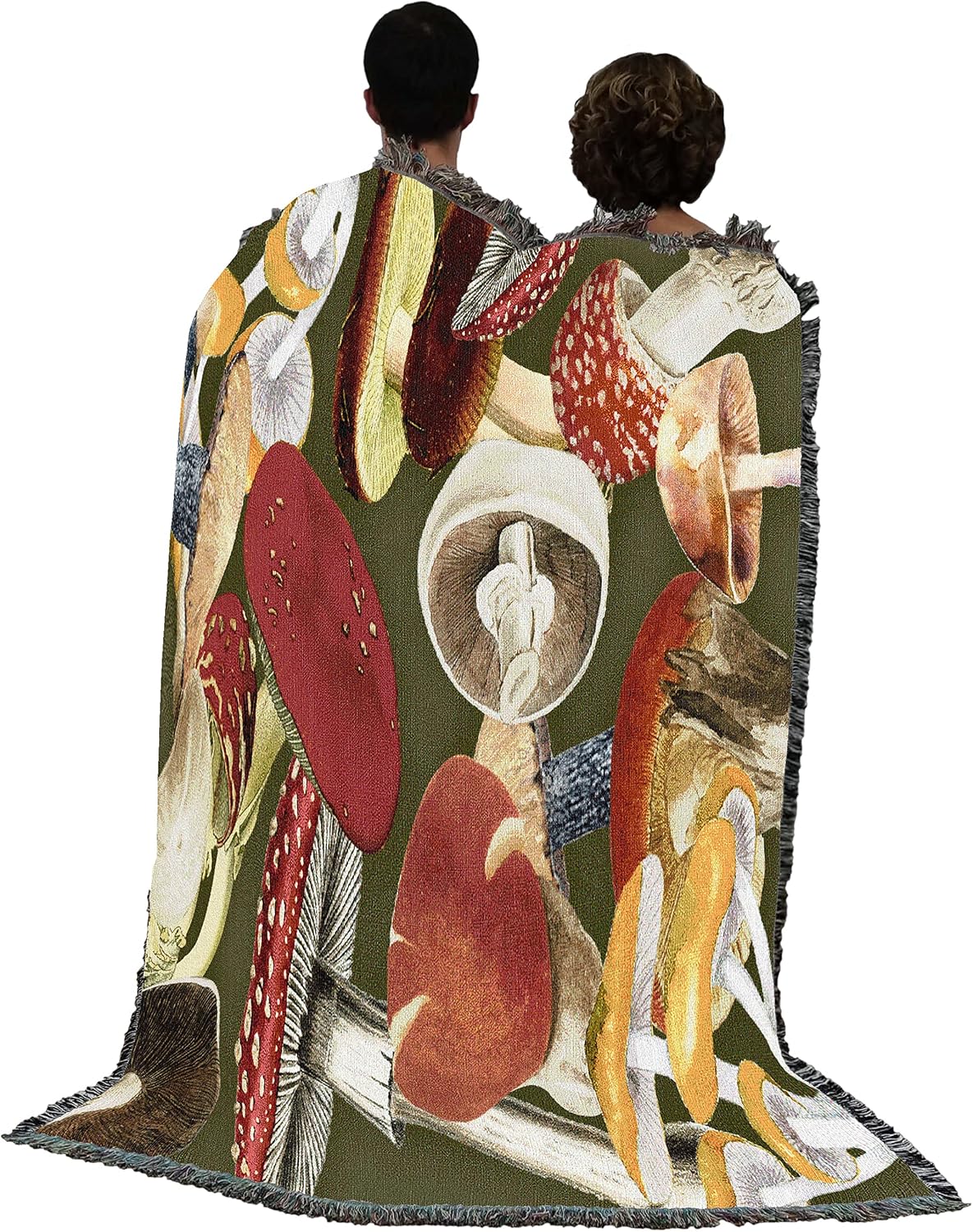Pure Country Weavers Mushrooms Shrooms Blanket - Garden Floral Gift Tapestry Throw Woven from Cotton - Made in The USA (72x54)