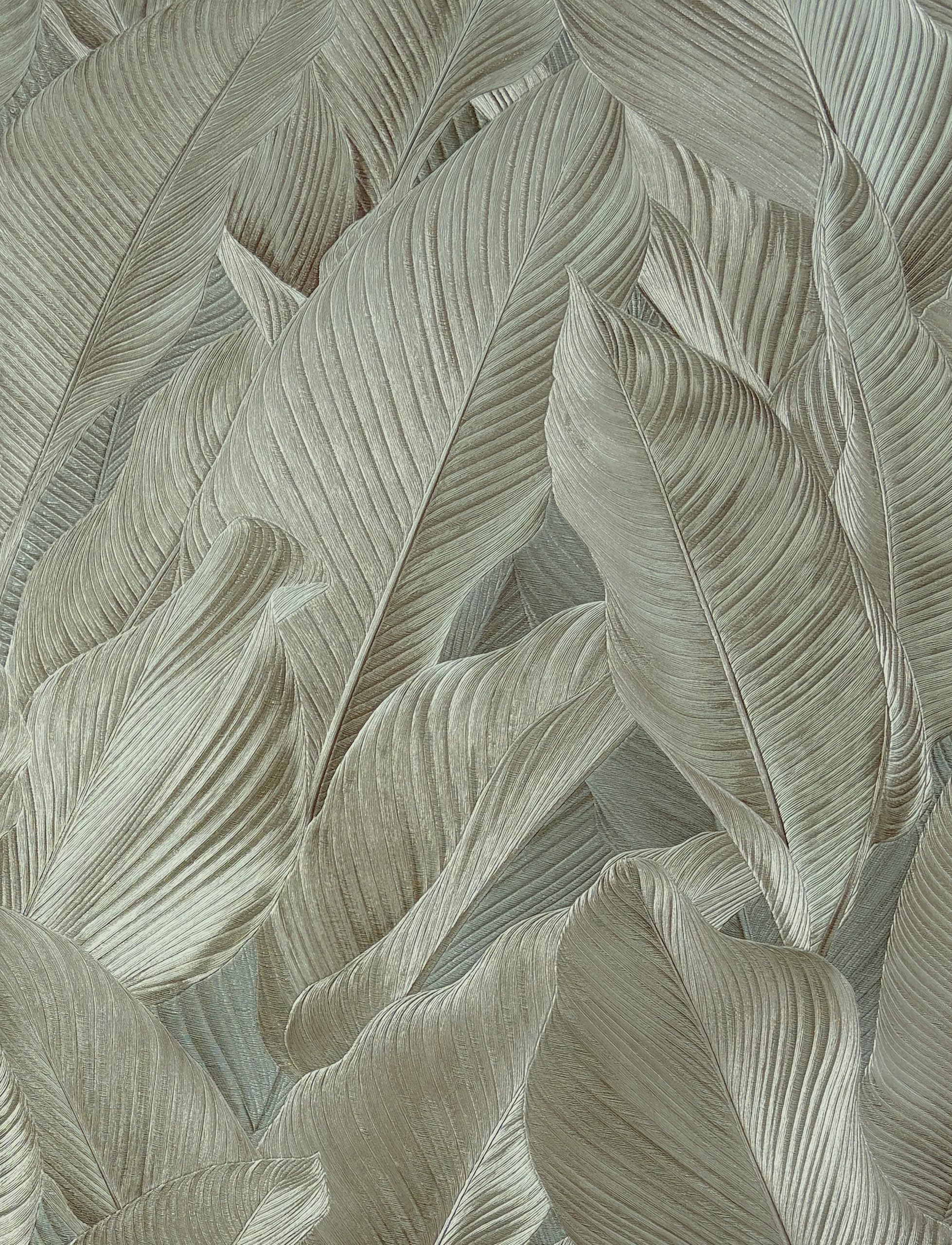 Vymura M95688 Gianni Leaf Heavyweight Vinyl Wallpaper, Khaki Green