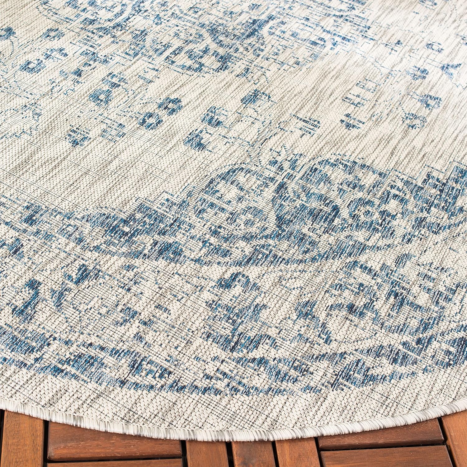 SAFAVIEH Courtyard Collection 2'3" x 12' Grey/Navy CY8679 Indoor/ Outdoor Waterproof Easy Cleaning Patio Backyard Mudroom Runner Rug