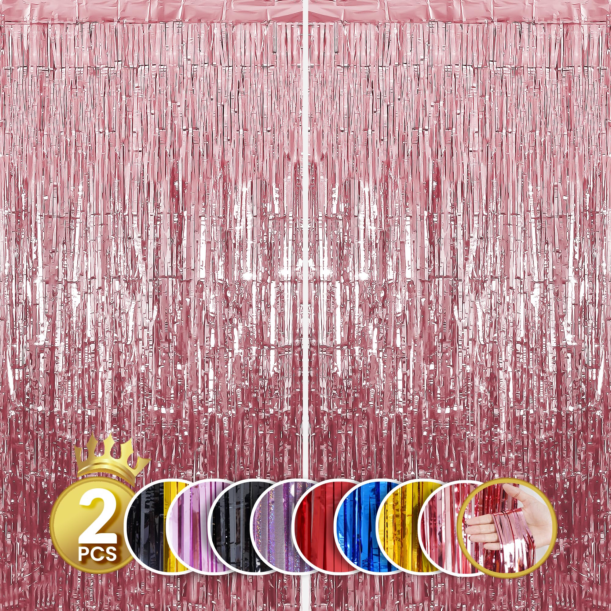 Snapklik.com : RFAQK 2Pack 3.30x8.20 Rose Gold Foil Fringe Curtains
