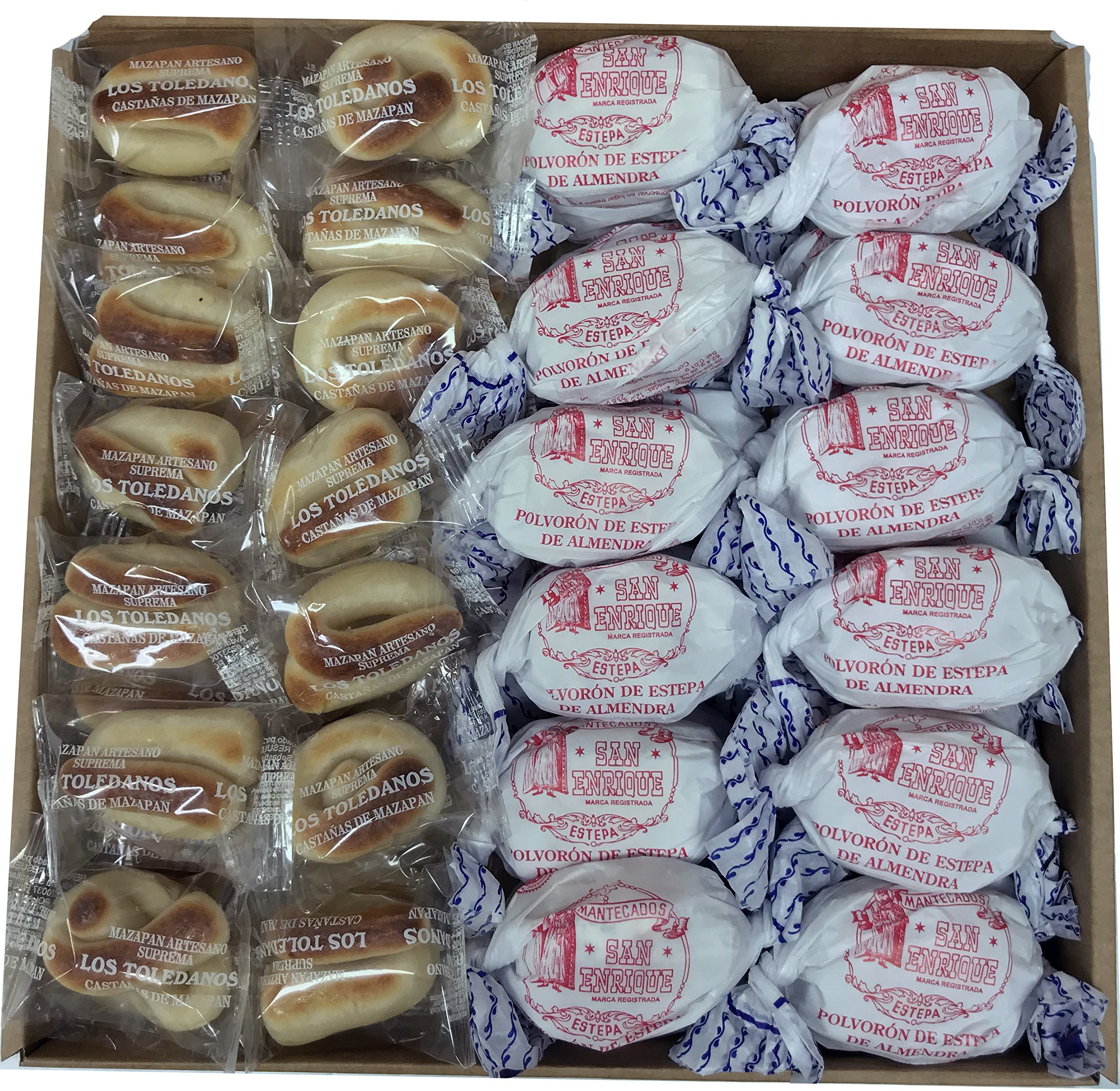 Caja de Mazapán Artesano Los Toledanos 500 gr. y Polvorón San Enrique 500 gr.