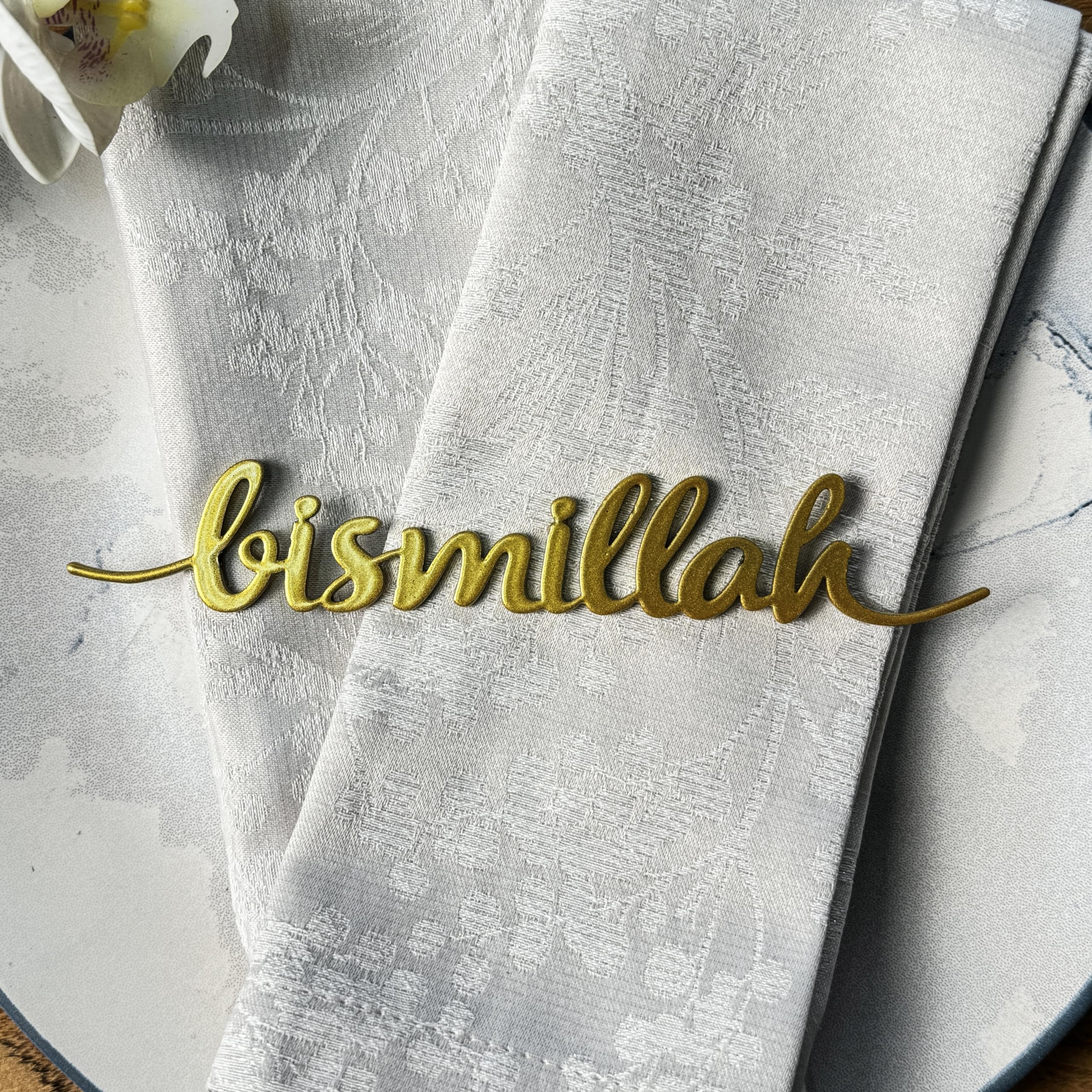 12 piezas de placa de metal Bismillah, adorno de Ramadán, decoración islámica del hogar para decoración de pared de cocina Ifthar Ramadán | latín - dorado