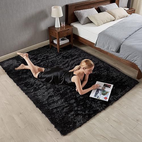 Miniatura 3 de Alfombra ultra suave acolchada para área, de 8x10 pies, blanco, alfombras de felpa, peludas, antideslizantes,de piel sintética, para decoración de