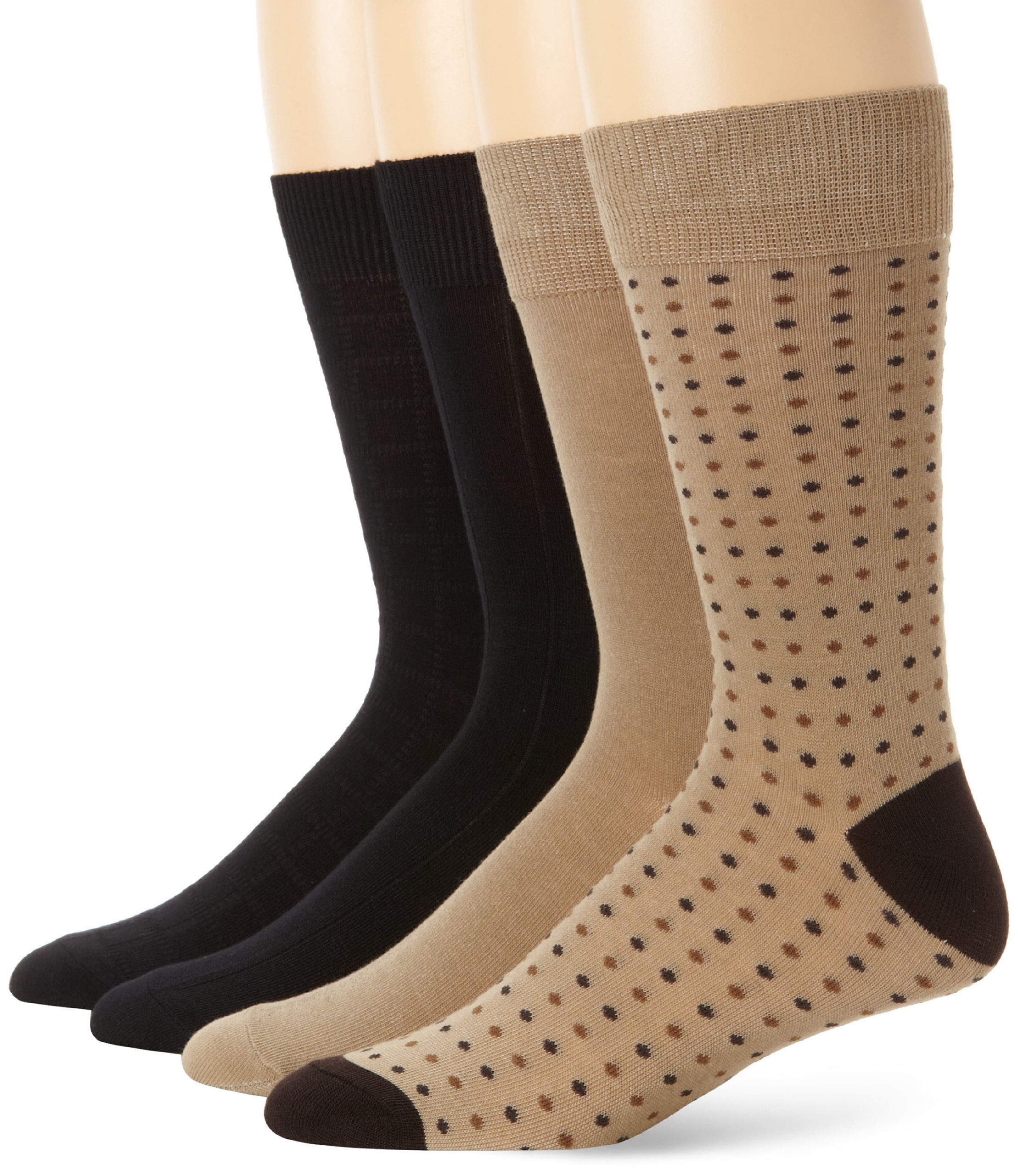Van Heusen Men's 4-Pack Assorted Khaki/Black Pattern Dress Socks
