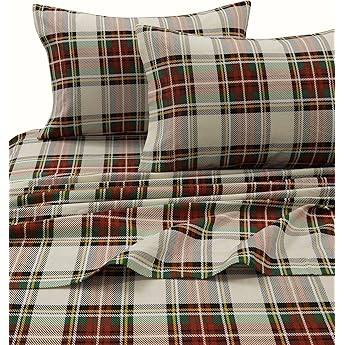 Tribeca Living 200-GSM Abstract Paisley Printed Deep Pocket Flannel Sheet Set, California King, Multicolored