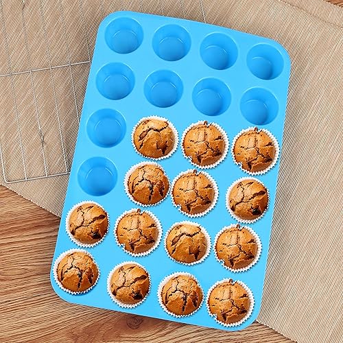 Miniatura 6 de Molde de silicona para magdalenas, molde para magdalenas, 24 tazas, moldes de silicona para hornear muffins de huevo de grado alimenticio,
