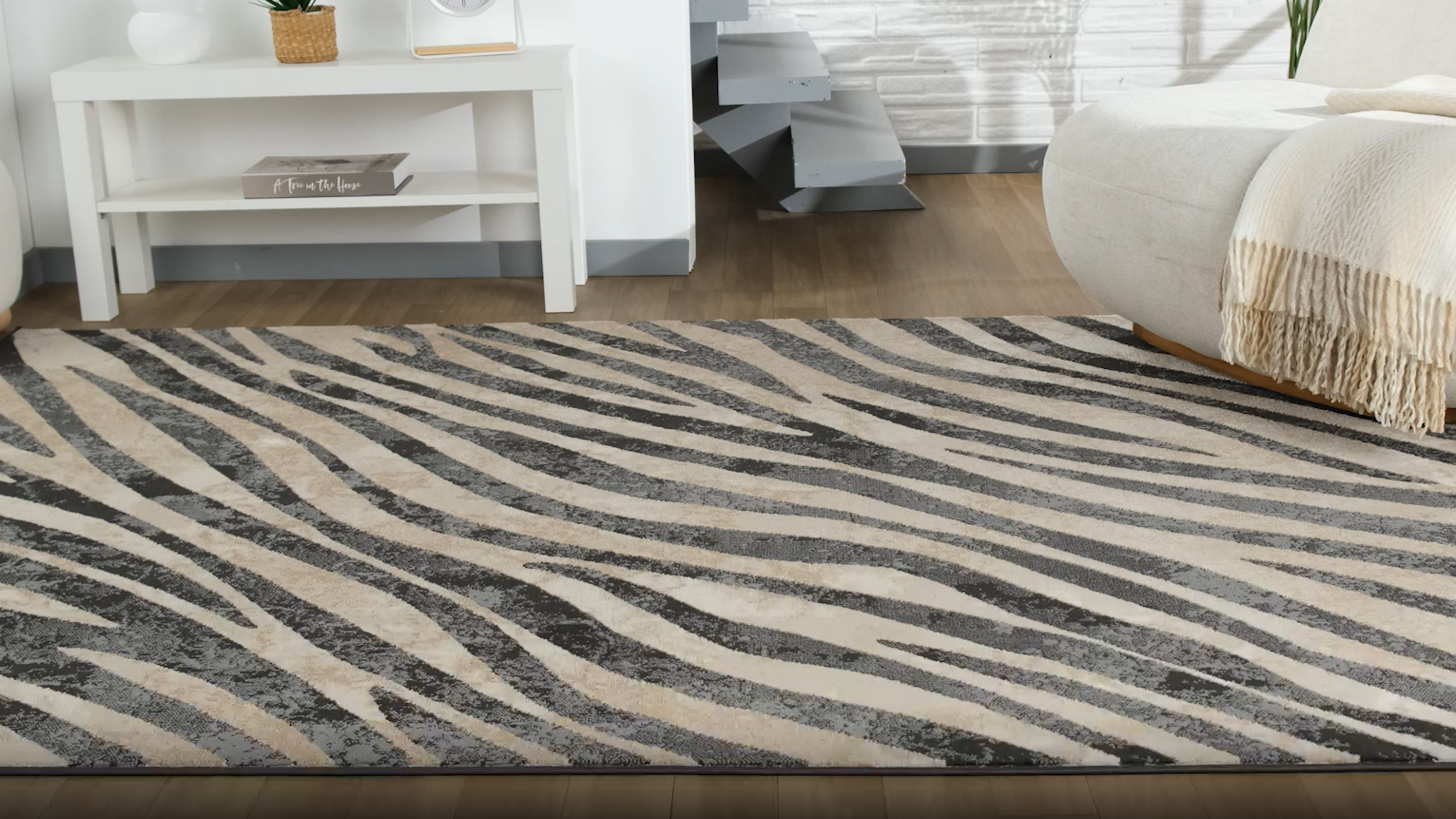 Tapete Abani Terra 4x6 zebra negro crema miniatura 7