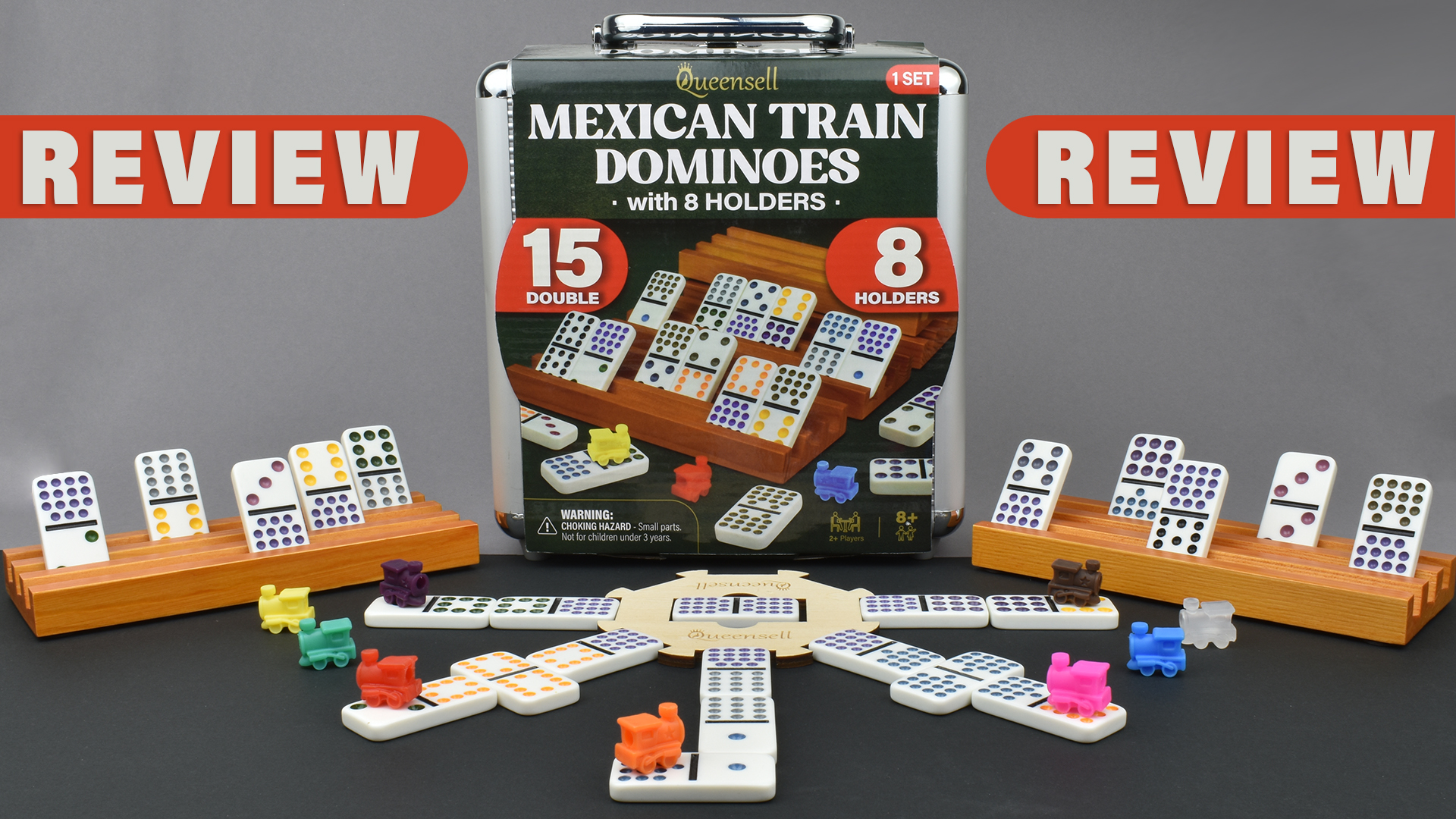 Amazon.com: Queensell Mexican Train Dominoes Set Double 15 with 8