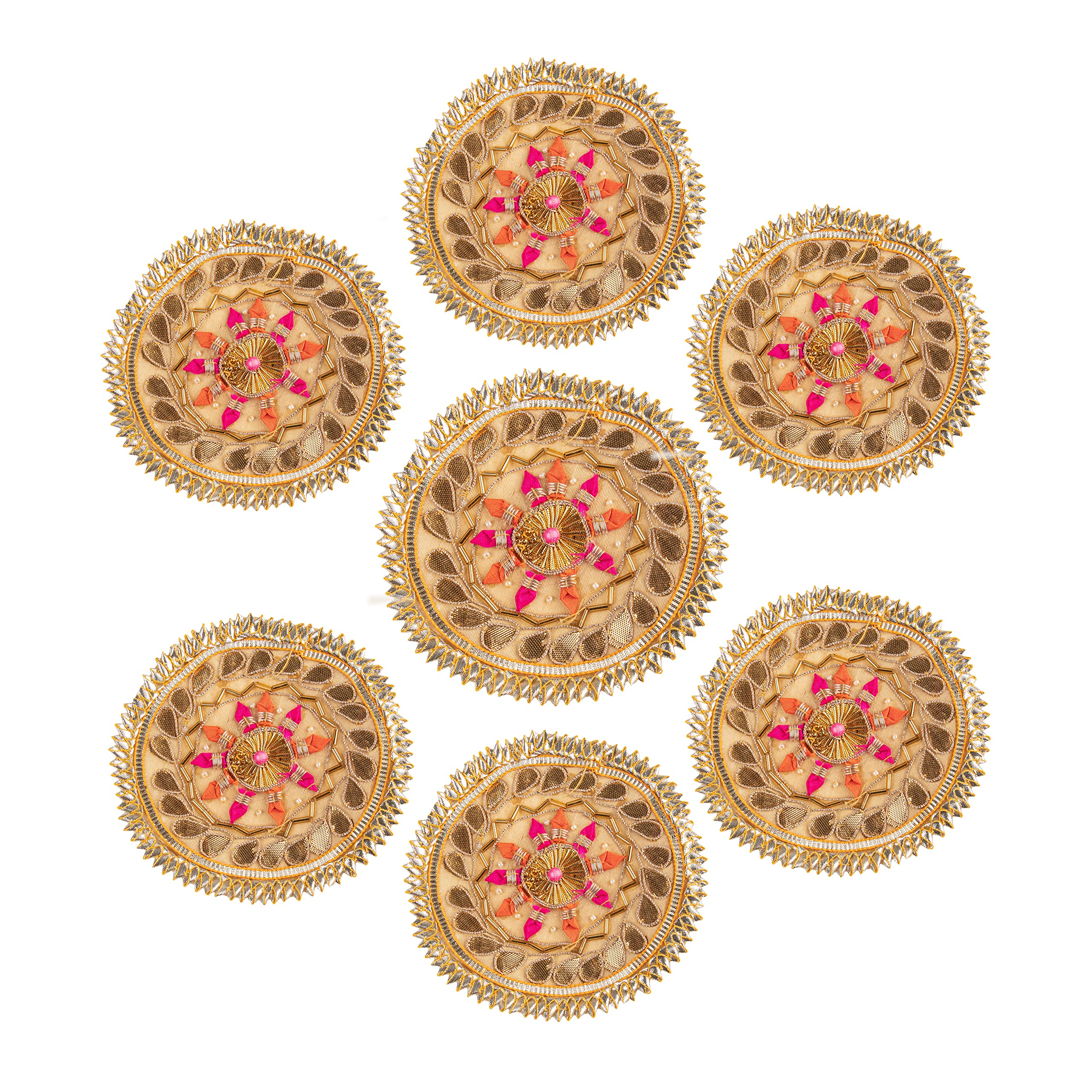 Pack of 10pcs Round Shape Beautiful Indian Gota Patti Applique Work Decorative Crafting Saree Lehenga Sew On Appliques Patches Badge (Beige) (B09SKV7M7J) Amazon Price History, Amazon Price Tracker