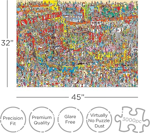 Miniatura 2 de Aquarius Where's Waldo (rompecabezas de 3000 piezas) - Producto oficial de Where's Waldo y coleccionables - Sin deslumbramiento - Ajuste de
