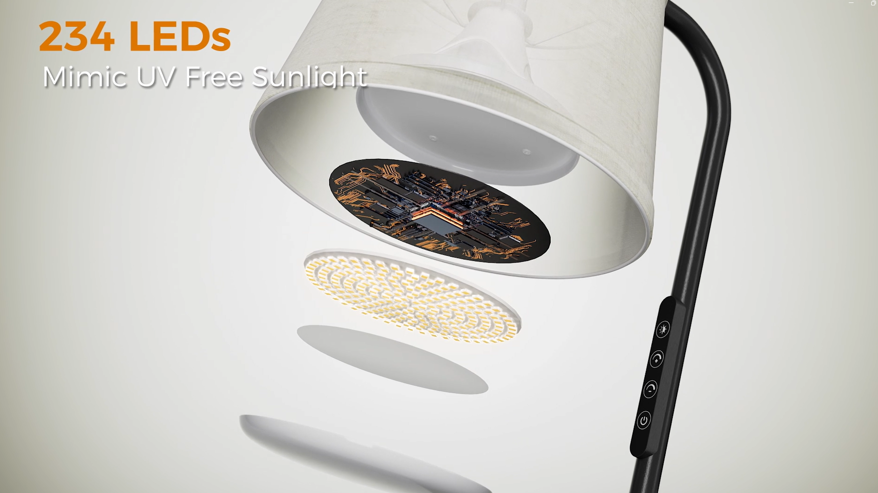 Daglichtlamp, 10.000 lux, daglichtlamp met afstandsbediening, 3