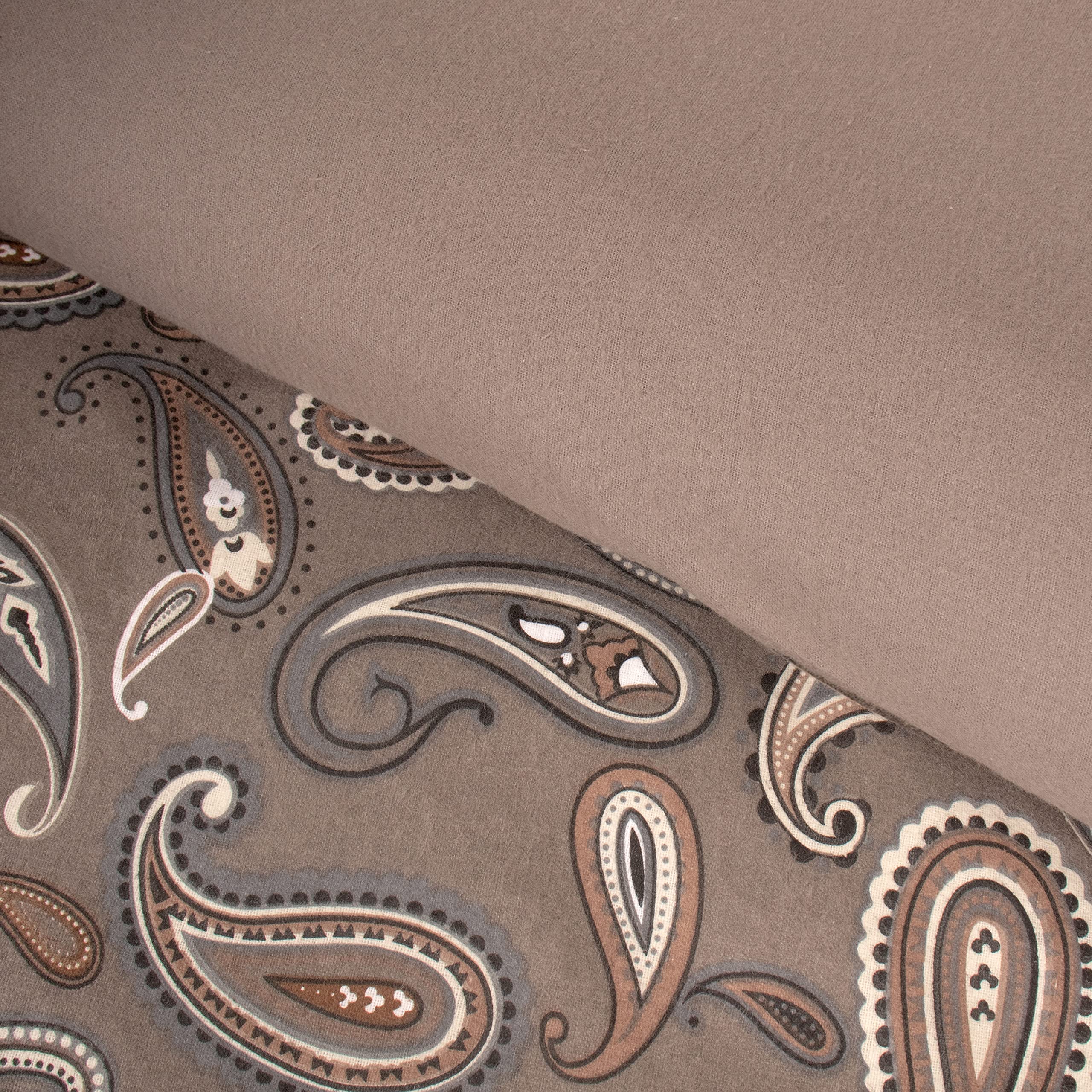Impressions Superior Set Copripiumino In Flanella Di Cotone 269x234 Cm - Grigio Con Motivo Cachemire, 3 Pezzi
