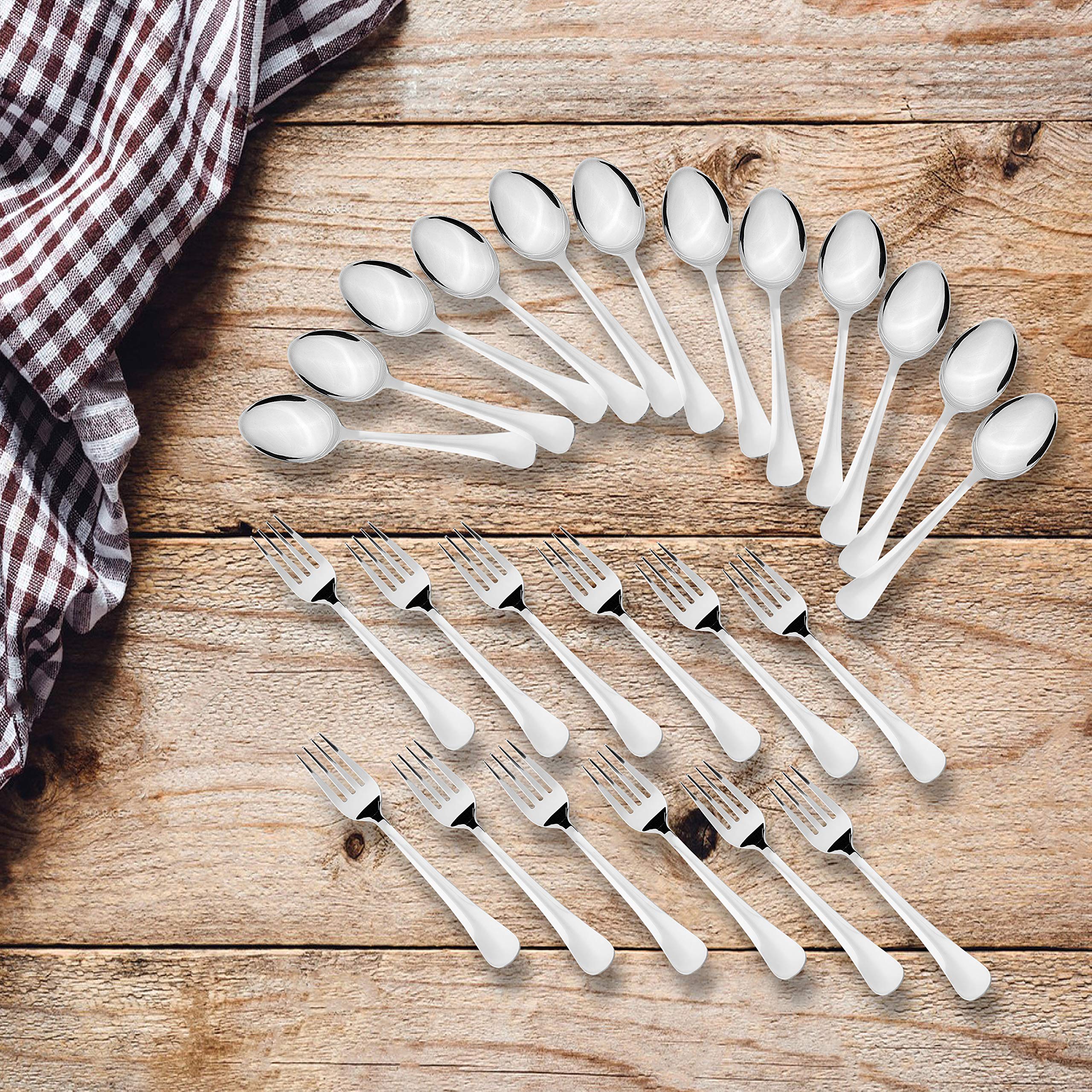 Sumeet Stainless Steel Spoon and Fork Set of 24 Pc (Baby/Medium Spoon 12 Pc (16cm L), Baby/Medium Fork 12 Pc (15.5cm L))– (1.6mm Thick) - Image 3 thumbnail