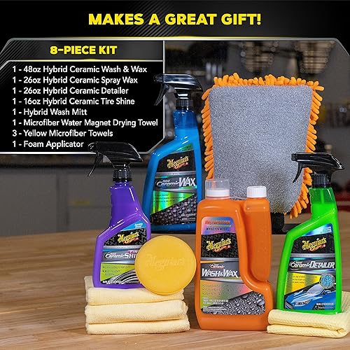 Miniatura 7 de Meguiar's Kit de inicio de cerámica híbrida de lavado y cera  Kit de detalles de automóvil con química cerámica híbrida avanzada para limpiar,