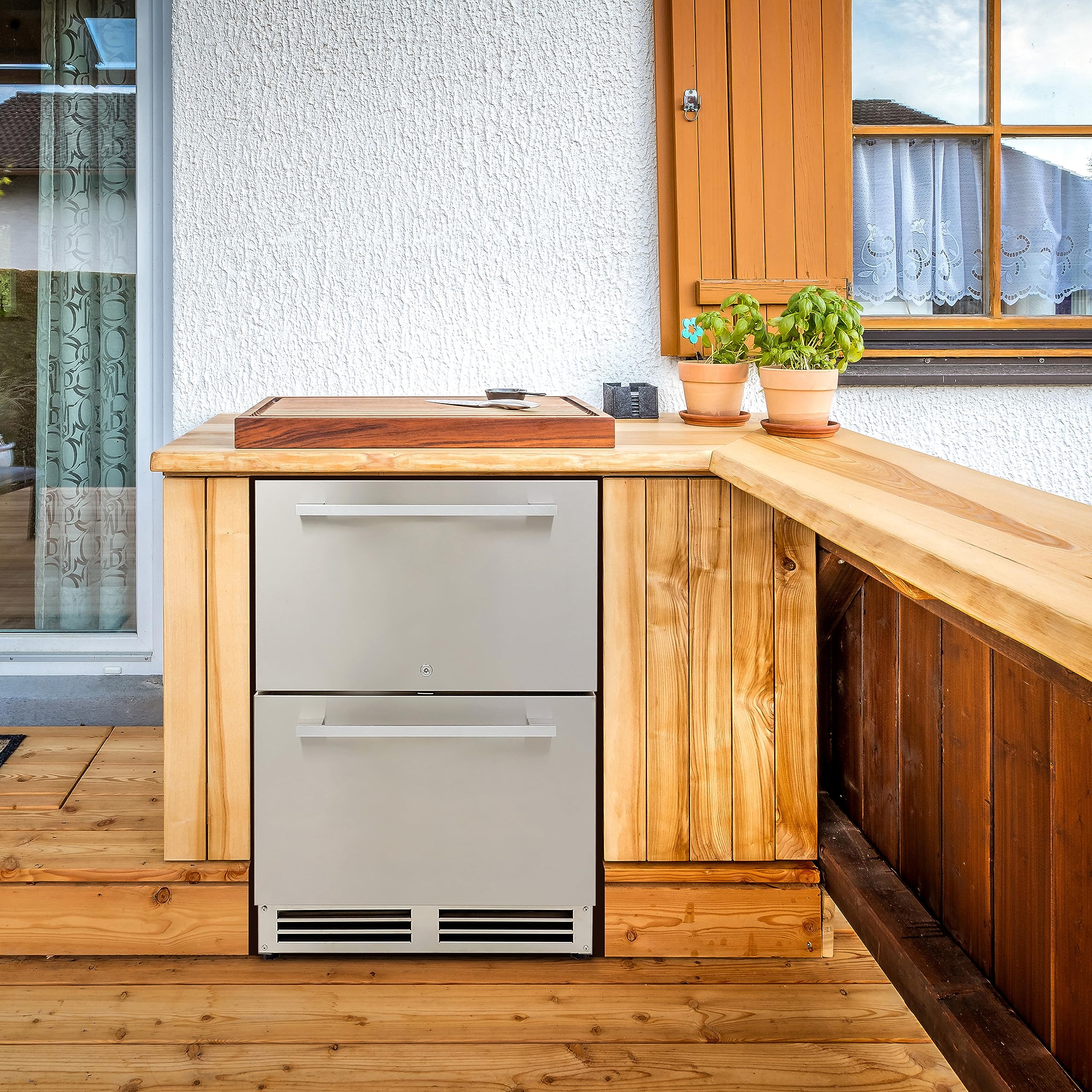 DUURA Elite Undercounter Refrigerator with 2 Slide Out Drawers, Built-In or Freestanding Installation, Stainless Steel Construction for Indoor or Outdoor Use, 5.2 Cu. Ft., MEtallic on Fridge.com