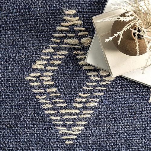 Miniatura 4 de nuLOOM Jacki Alfombra bohemia de yute tejida a mano, 8 x 10 pies, color carbón