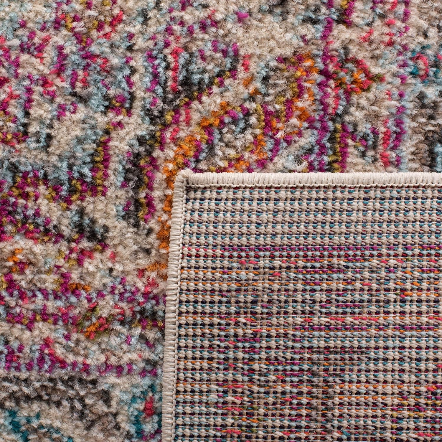 SAFAVIEH Madison Collection Runner Rug - 2'3" x 8', Beige & Fuchsia, Shabby Chic Medallion Distressed Design, Non-Shedding & Easy Care, Ideal for High Traffic Areas in Living Room, Bedroom (MAD259B)