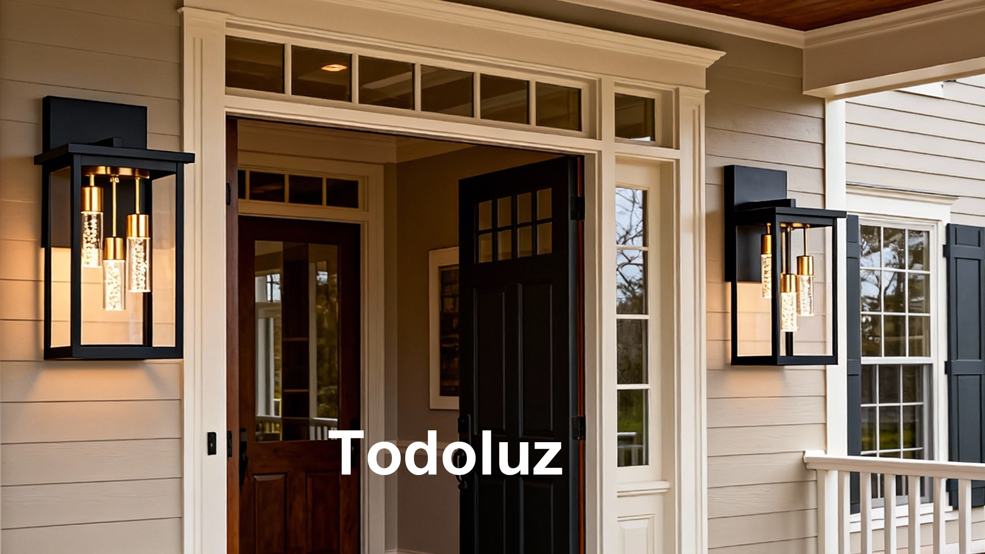 Image of TODOLUZ 2-Pack LED Outdoor Wall Sconce with Dimmable 5CCT (3000K /3500K /4500K /5000K /6000K), 1-Light Black Waterproof Porch Wall Light Fixture for Front Door Patio Garage
