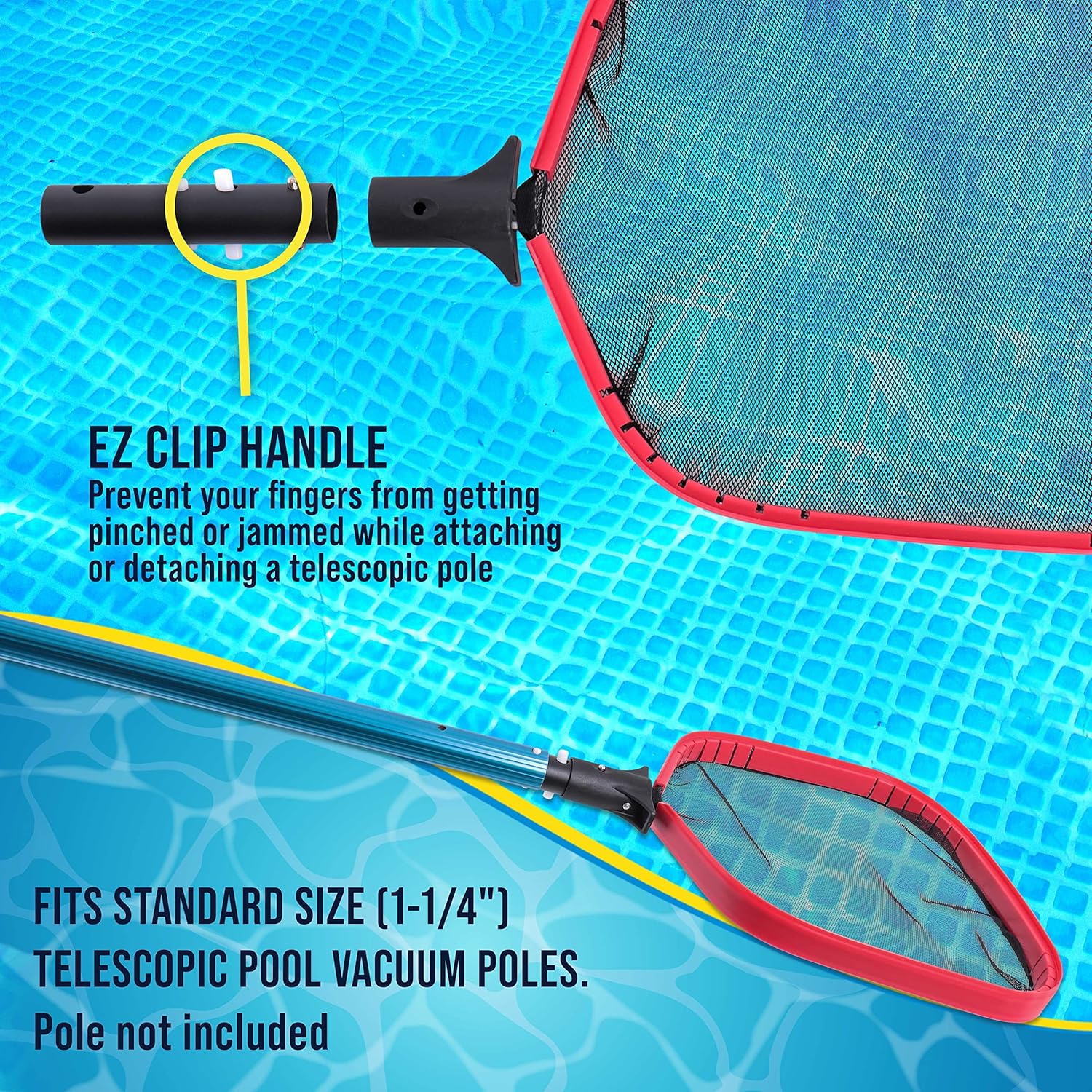 U.S. Pool Supply Professional Heavy Duty Large Swimming Pool Leaf Skimmer Net - Strong Reinforced Aluminum Frame for Faster Cleaning & Easier Debris Pickup and Removal - Clean Pools, Spas, Ponds - Image 5