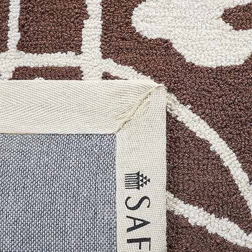 Miniatura 6 de SAFAVIEH Four Seasons Collection FRS236E - Alfombra floral con gancho a mano, 8 x 10 pies, color chocolate y marfil