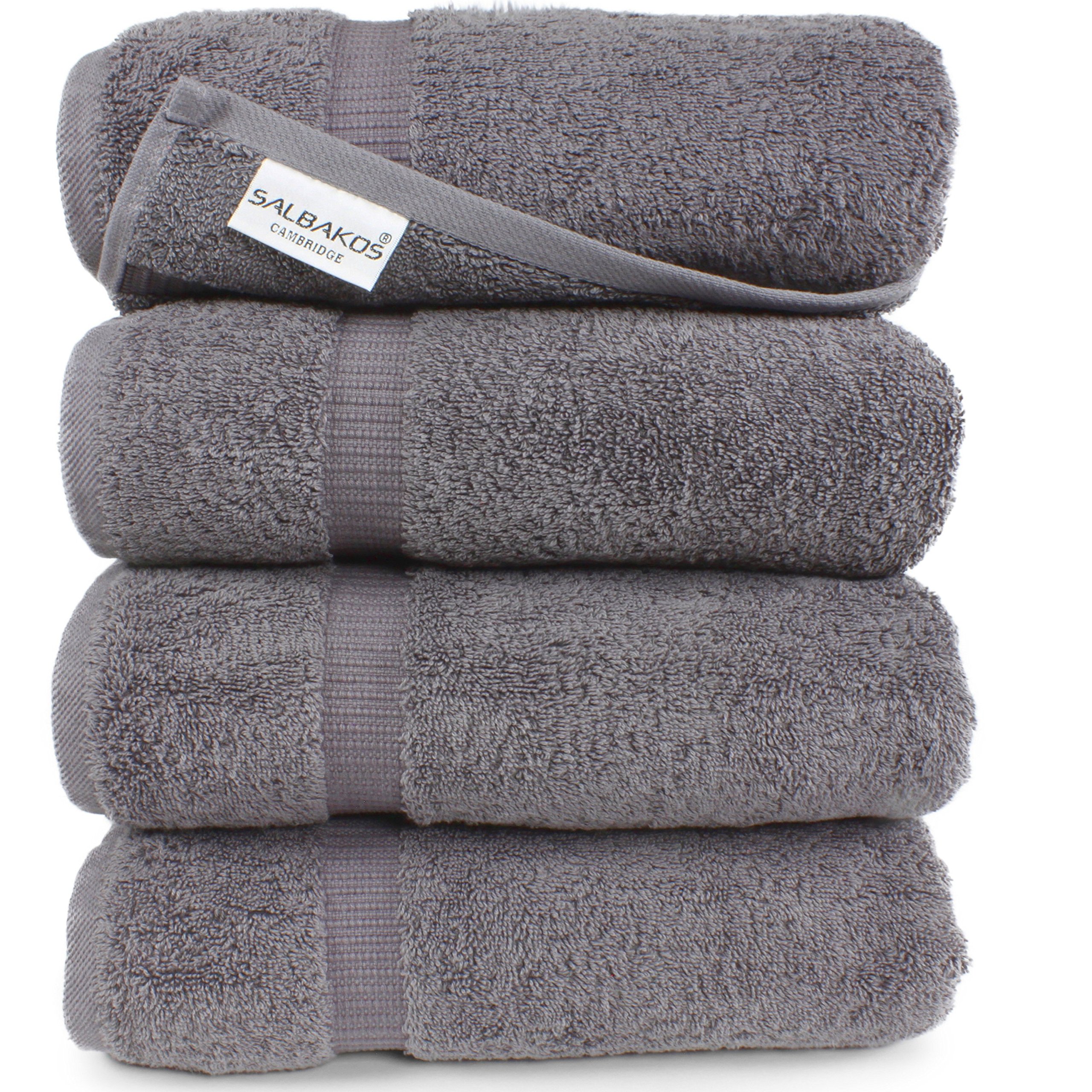 SALBAKOSPremium 4 Piece Bath Towel Set, Made with 100% Turkish Cotton, Quick Drying, Highly Absorbent & Comfy Towels for Spa & Hotel | 27"x54" (Gray)