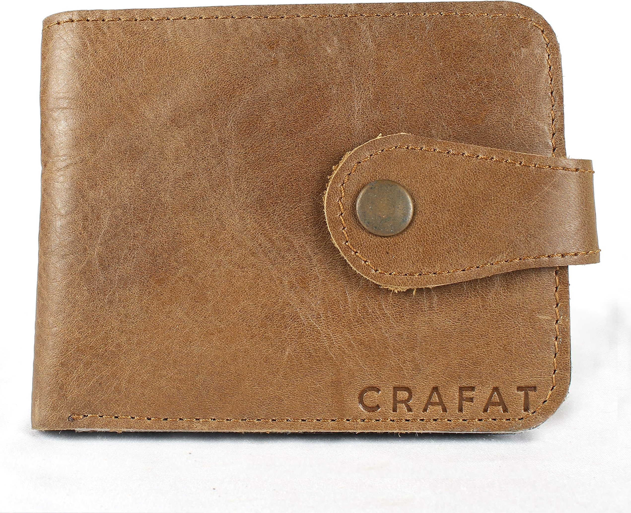 CRAFAT Leather Wallet Sleek and Minimalist with Easy Pull Tab for Men with Gift Box, (Brown)