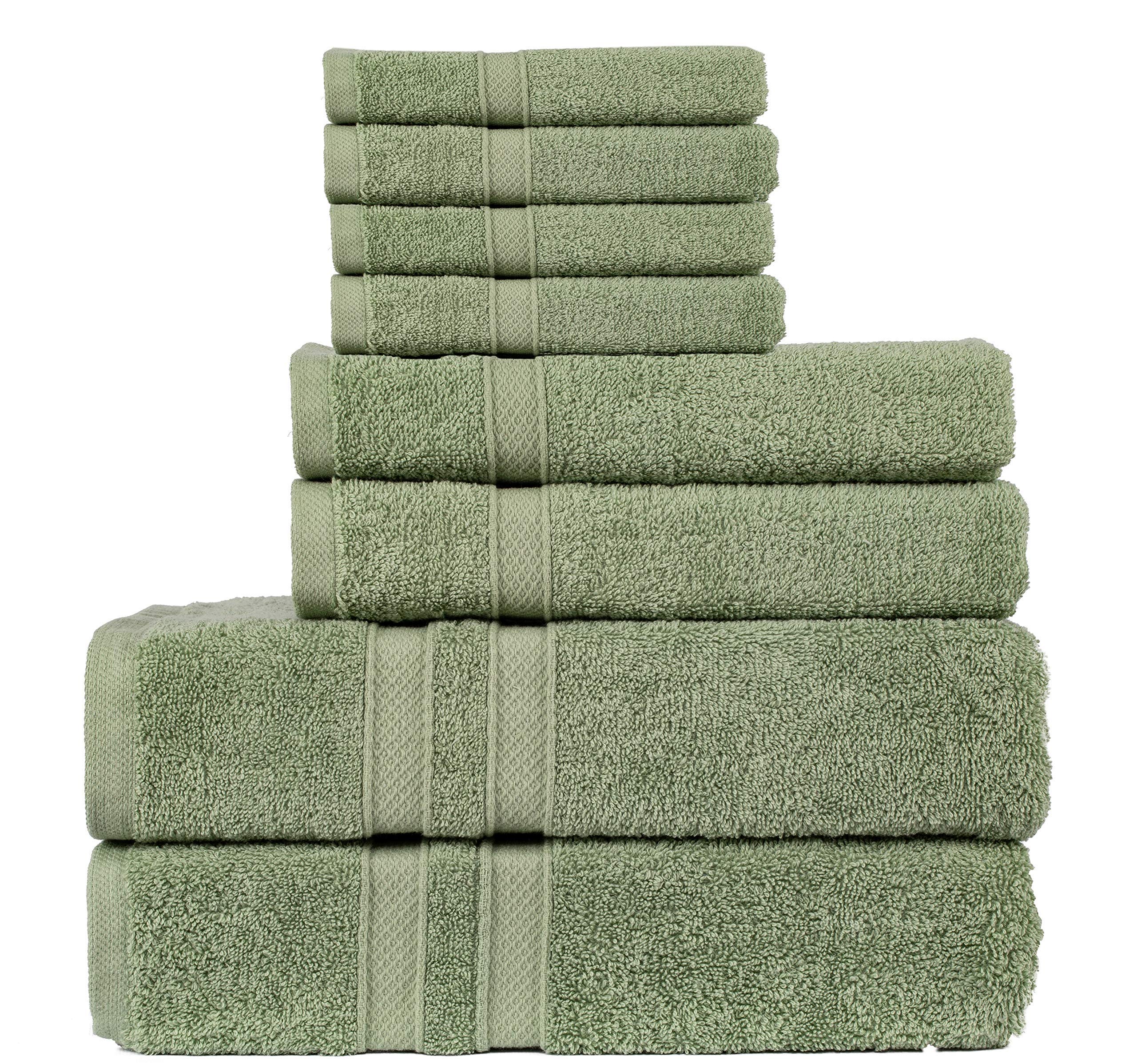 Living FashionsLiving Fashions 8 Pack Absorbent Plush Cotton Towel Set - Bathroom Towels, Hand Towels, Wash Cloths