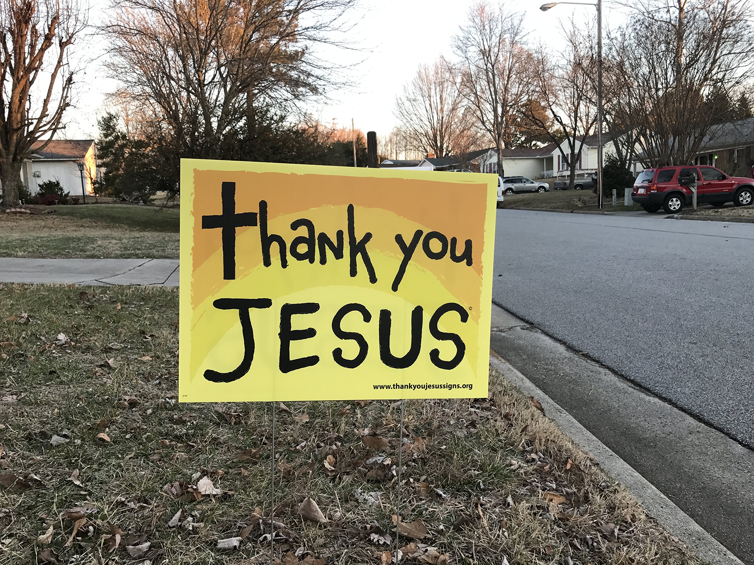 Christian Yard Sign - Thank You Jesus - 18x24 With Stake