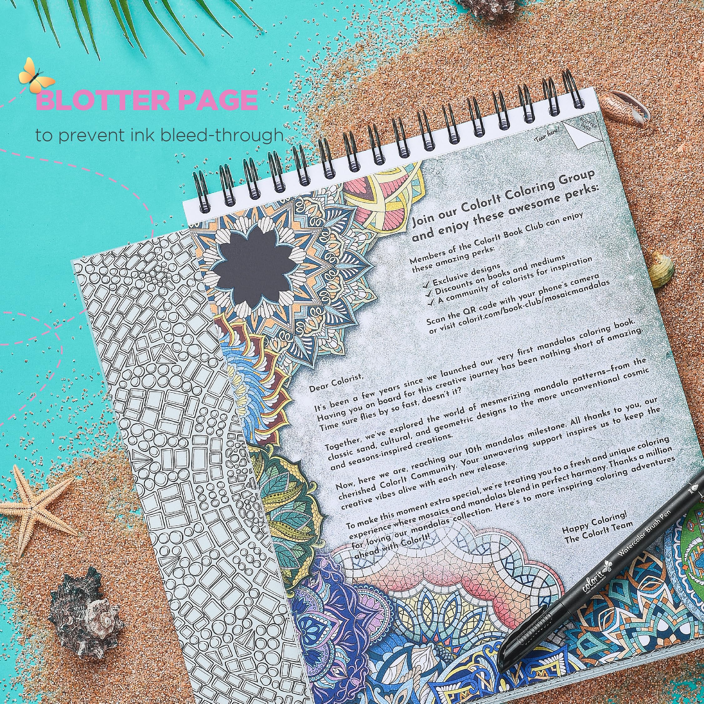 ColorIt Mandalas to Color, Volume X Malbuch für Erwachsene, Spiralbindung, 50 saisonale Mandalas mit Frühlings-, Sommer-, Herbst- und Winter-Designs, dickes Papier, perforiertes Papier, flach, fester