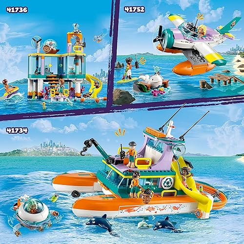 Miniatura 7 de LEGO Friends Sea Rescue Boat 41734 - Juego de juguetes de construcción para niños y niñas a partir de 7 años que aman el mar, incluye 4 mini