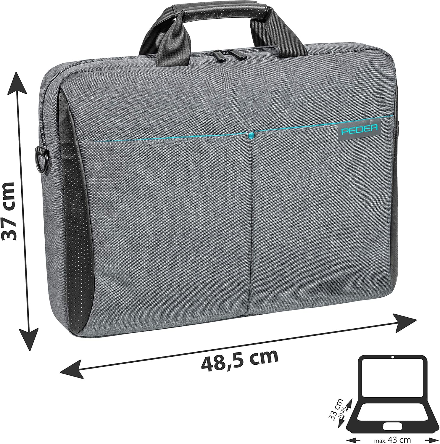 Crеаtіvе Prоduсt PEDEA Laptop Bag Lifestyle Bag for notebooks with Screens up to 17.3 inches (43.9 cm); Shoulder Bag with Shoulder Strap, Grey