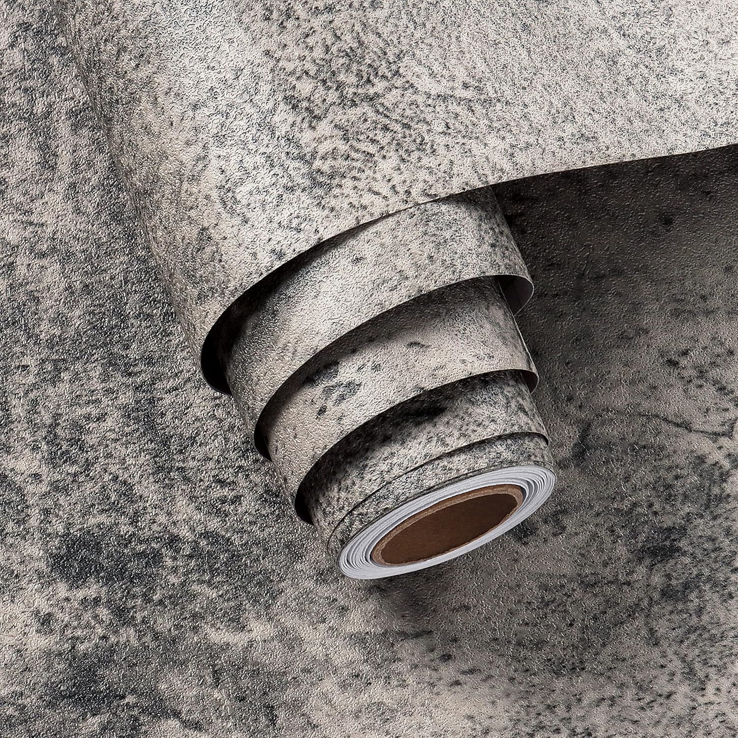 FunStick 24"x200" Stained Concrete Wallpaper Peel and Stick Textured Cement Grey Contact Paper for Countertops Waterproof Adhesive Vinyl Industrial Concrete Wall Paper Roll for Bathroom Desk Removable