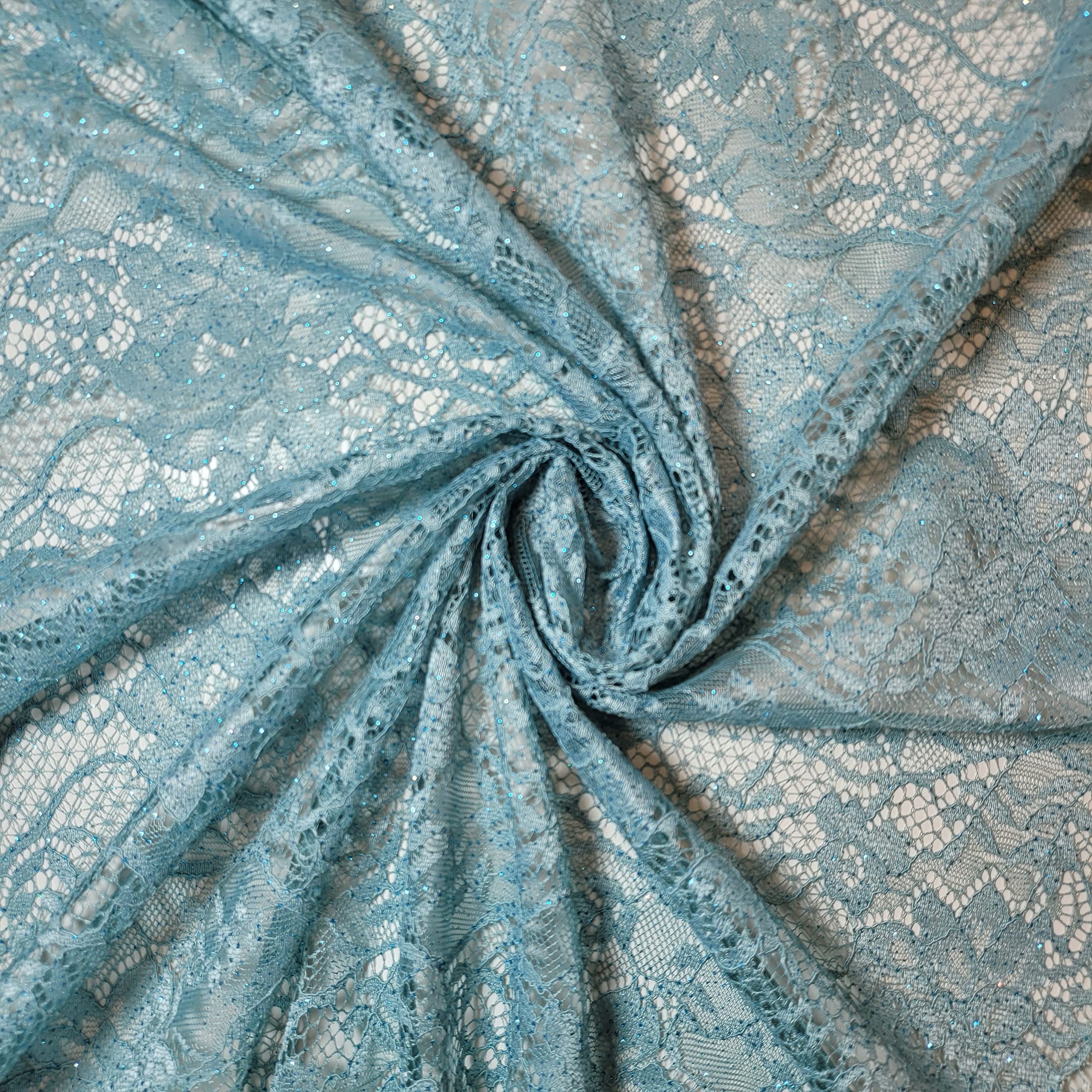 African Vintage Embroidery Bridal Nigerian French Embroidery Corded Budget Guipure Lace Mesh Net Fabric 54" Corded Budget Guipure Lace Mesh Net Fabric 54" (1 Meter, Mint Corded Floral) — image 1