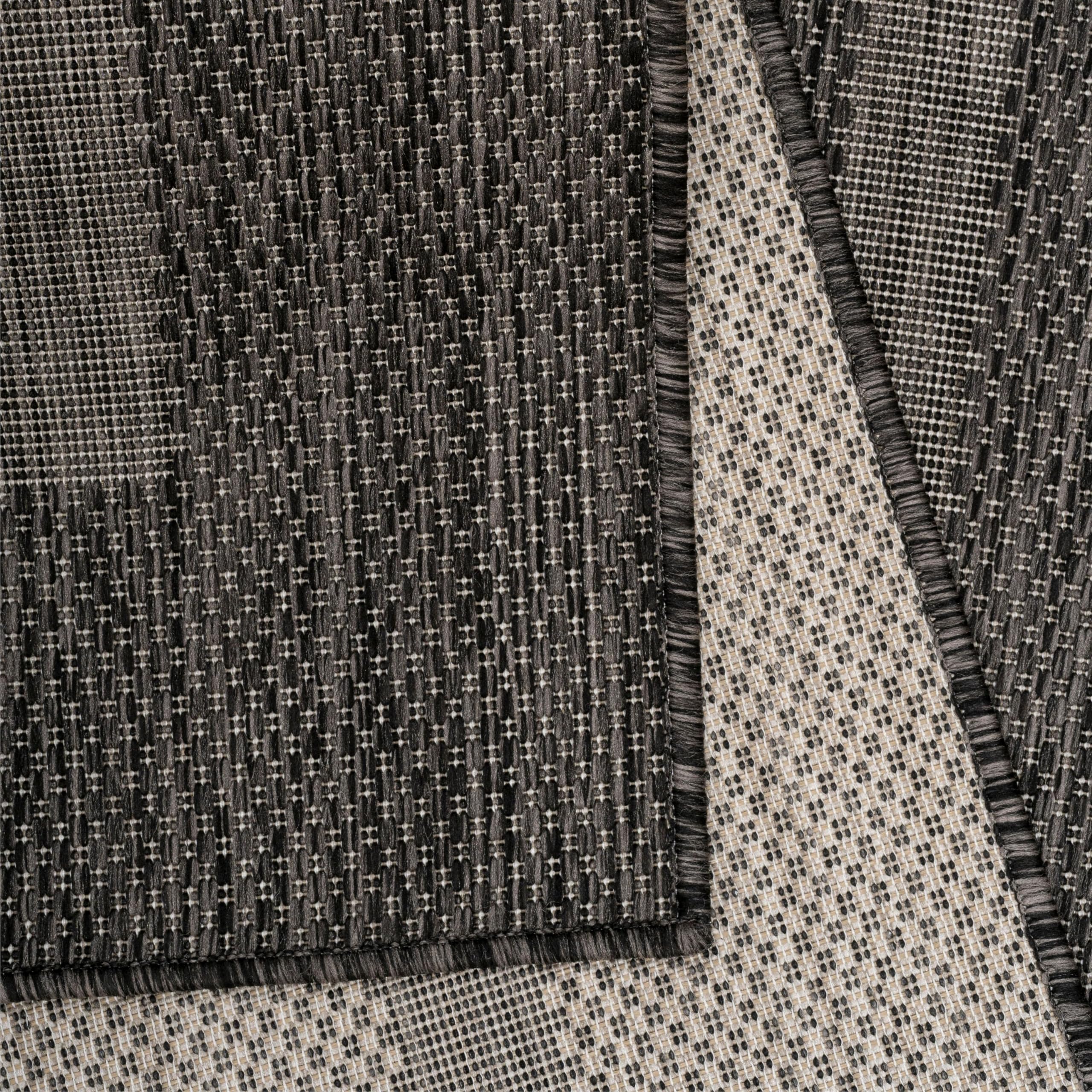 HomebyHome Tapis d'extérieur uni résistant aux intempéries, idéal pour Les terrasses, Les balcons, Les Jardins et Les Cuisines, Couleur: Noir, Taille: 200 x 290 cm